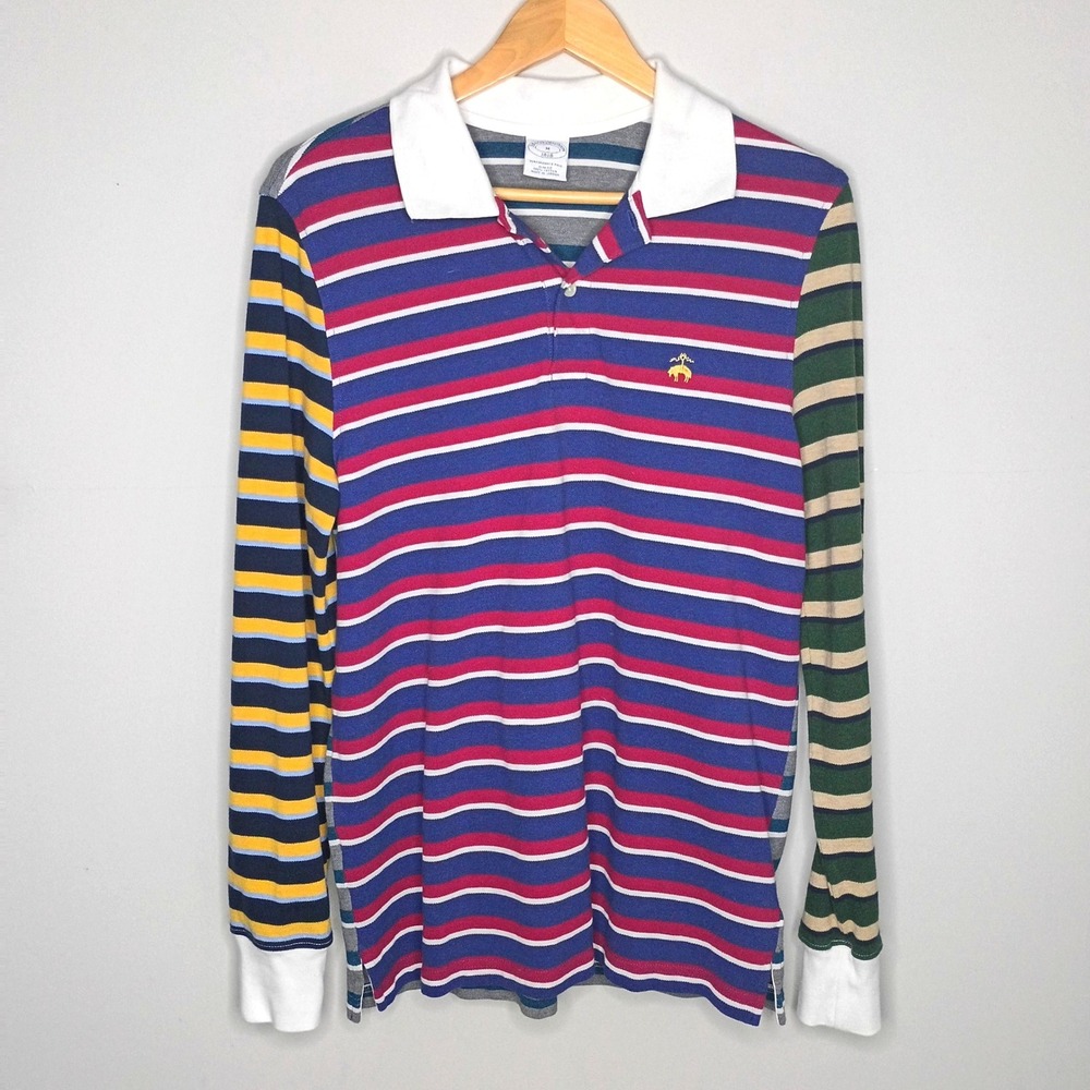Brooks Brothers Slim Fit Polo Shirt Long Sleeve Multi Stripe M